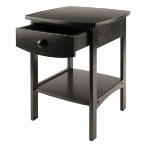 Winsome Leo Model Name Shelving, Tall, Espresso & Wood Claire Accent Table, Black