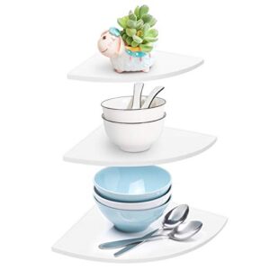 Wall Mount Floating Corner Shelves, 3Pcs PVC 90 Degree Corner Shelves Set for Bedroom Bathroom Kitchen Office(MAX Load 5Kg)