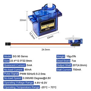 ALMOCN 8PCS SG90 9G Micro Servo Motor Kit Mini for RC Robot Arm Helicopter Airplane Car Boat Controls Project