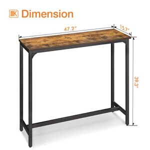 ODK 47” Bar Table, Bar Height Pub Table, Counter Height Table, Rectangle High Top Kitchen & Dining Tables with Sturdy Legs & Easy-to-Clean Top & 10 Min Quick Assembly, Indoor use, Rustic Brown