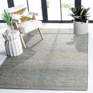 safavieh natural fiber collection 9' x 12' teal nf827a handmade farmhouse premium jute area rug