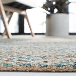 SAFAVIEH Natural Fiber Collection 9' x 12' Teal NF827A Handmade Farmhouse Premium Jute Area Rug