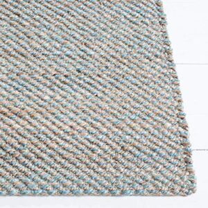 SAFAVIEH Natural Fiber Collection 9' x 12' Teal NF827A Handmade Farmhouse Premium Jute Area Rug