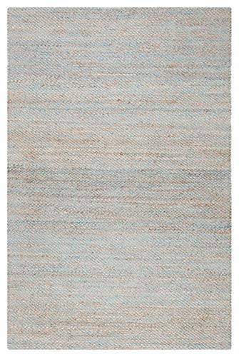 SAFAVIEH Natural Fiber Collection 9' x 12' Teal NF827A Handmade Farmhouse Premium Jute Area Rug