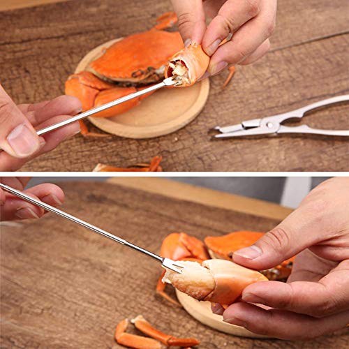 Ajmyonsp 8Pack Seafood Tools Set Crab Crackers Nut Cracker and Picks - 4 Crab Leg Forks 2 Stainless Steel Lobster Crackers 2 Shellfish Sheller Knife & Dishwasher Safe