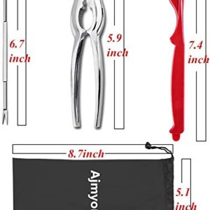 Ajmyonsp 8Pack Seafood Tools Set Crab Crackers Nut Cracker and Picks - 4 Crab Leg Forks 2 Stainless Steel Lobster Crackers 2 Shellfish Sheller Knife & Dishwasher Safe