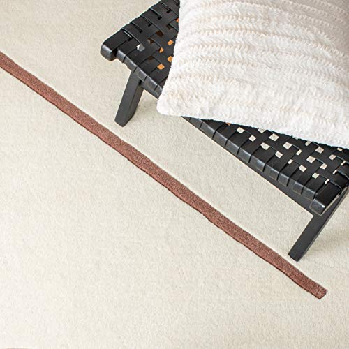 SAFAVIEH Fifth Avenue Collection 5' x 8' Ivory / Brown FTV115A Handmade Mid-Century Modern Abstract Wool Area Rug