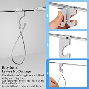 Metal Drop Ceiling Hooks Stainless Steel Ceiling Hanger T-Bar Track Clip Suspended Ceiling Hooks for Hanging Plants Office Classroom Decorations (20 Pieces)