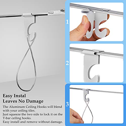 Metal Drop Ceiling Hooks Stainless Steel Ceiling Hanger T-Bar Track Clip Suspended Ceiling Hooks for Hanging Plants Office Classroom Decorations (20 Pieces)