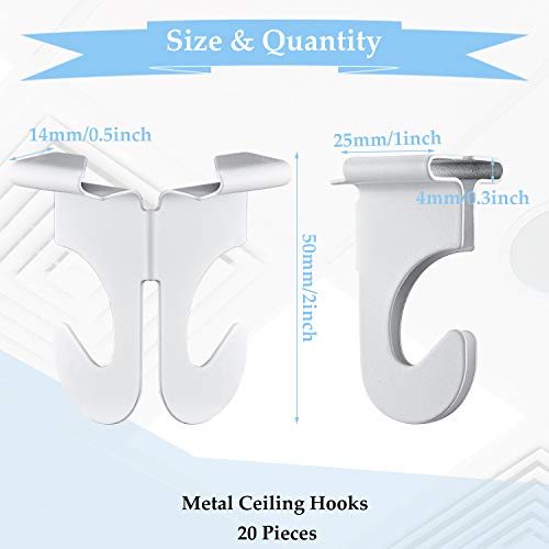 Metal Drop Ceiling Hooks Stainless Steel Ceiling Hanger T-Bar Track Clip Suspended Ceiling Hooks for Hanging Plants Office Classroom Decorations (20 Pieces)
