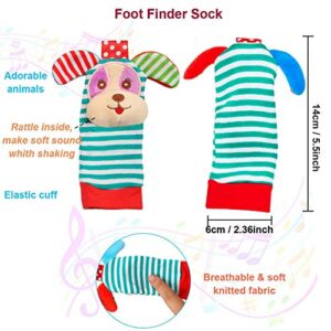 WANTMAZOR Soft Arm Wrist Rattles Foot Finder Ankle Sock for Newborn Baby Boy and GILR Infant Christmas Birthday Present Baby Shower-8PCS