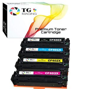 (4 color set, bcym) compatible 201x cf400x 201a toner cartridge cf401x cf402x cf403x for hp color pro mfp m277 m252 m274n printer (high yield, black 2,800; color 2,300 pages), by tg imaging
