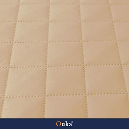 Ouka Recliner Cover for Dogs Seat Width to 25 Inch,Reversible Fabric Small Chair Sofa Protector with Elastic Straps,Non-Slip Armchair Cover for Pets and Kids(Small,Khaki)