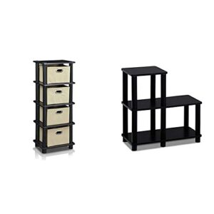 furinno laci 4-bins system rack, 11.3(w) x 28.8(h) inch, espresso/black & turn-n-tube accent decorative shelf, espresso/black