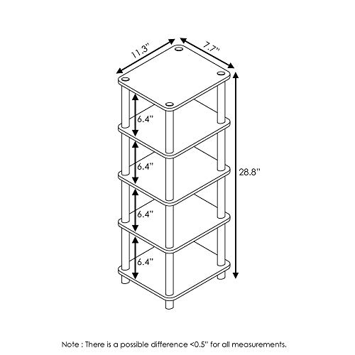 Furinno LACi 4-Bins System Rack, 11.3(W) x 28.8(H) Inch, Espresso/Black & Turn-N-Tube Accent Decorative Shelf, Espresso/Black