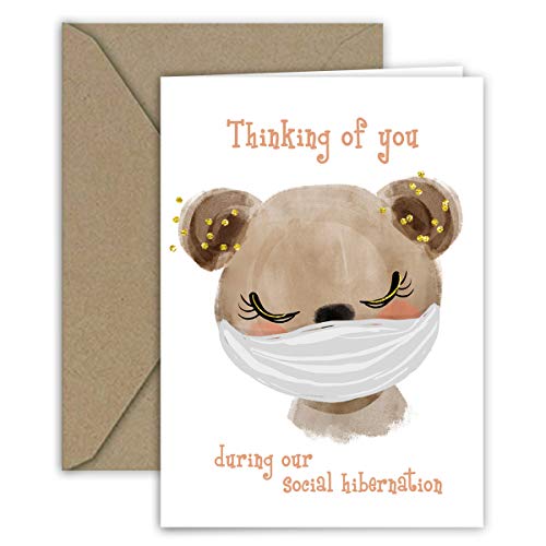 Paper Frenzy Masked Animals Quarantine Notes for Social Distancing Greeting Cards - 5 Different Designs (5 Cards per Design - 25 Total Cards)