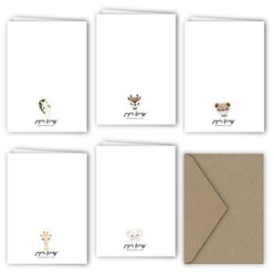 Paper Frenzy Masked Animals Quarantine Notes for Social Distancing Greeting Cards - 5 Different Designs (5 Cards per Design - 25 Total Cards)