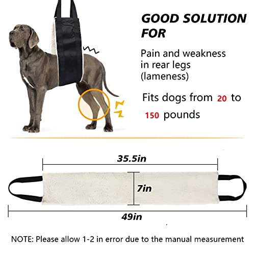 20-150lb Dog Sling for Large Dogs Hind Leg Support,Hevy Duty Dog Lift Harness for Large Dogs,Dog Hip Harness Large Breed,Dog Support Sling,Dog Lifter to Help Lift Rear for Senior/Injured/Old Dog