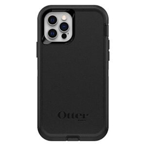 OtterBox iPhone 12 and 12 Pro Defender Series Case - Single Unit Ships in Polybag, Ideal for Business Customers - BLACK, rugged & durable, with port protection, includes holster clip kickstand