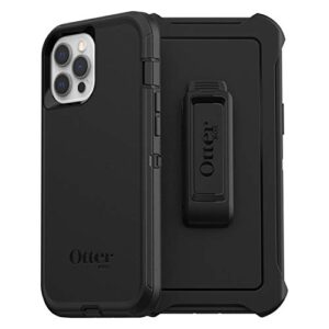 otterbox defender case for iphone 12 pro max, shockproof, drop proof, ultra-rugged, protective case, 4x tested to military standard, black, no retail packaging