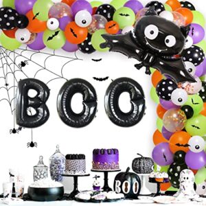 halloween balloon garland arch kit for happy boo day parties boo bat foil balloons 3d bat wall stickers black purple green orange halloween party decorations supplies