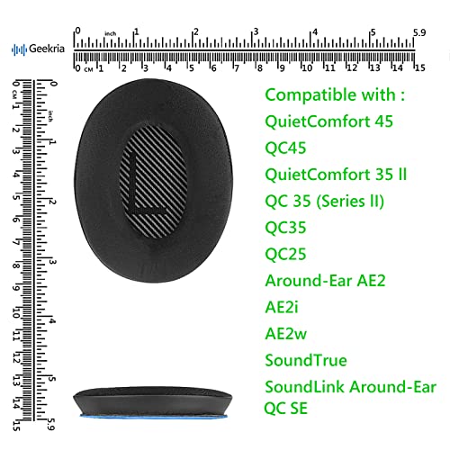 Geekria Sport Cooling Gel Replacement Ear Pads for Bose QC45, QC35, QC35 ii, QC35 ii Gaming, QC15 QC25, AE2, AE2i, AE2w, SoundTrue, SoundLink AE, QCSE, Headphones Earpads/Ear Cushion