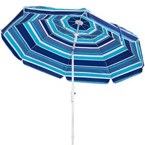 MEWAY 6.5ft Beach Umbrella with Sand Anchor & Tilt Mechanism, Portable UV 50+ Protection, Outdoor Sunshade Umbrella with Carry Bag, for Garden Beach Outdoor