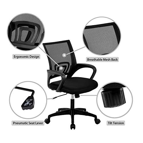 HCB Office Chair, Ergonomic Upgraded Desk Chair, Executive Swivel Computer Chair with Lumbar Support for Home, Office(Black)