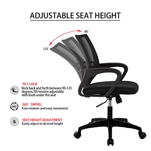 HCB Office Chair, Ergonomic Upgraded Desk Chair, Executive Swivel Computer Chair with Lumbar Support for Home, Office(Black)