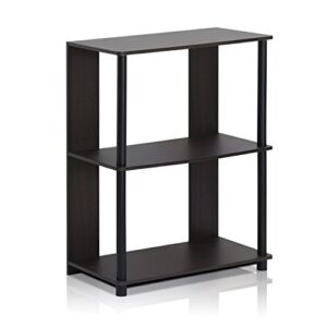 Furinno Jaya Simple Design Bookcase, Walnut & Turn-N-Tube Accent Decorative Shelf, Espresso/Black