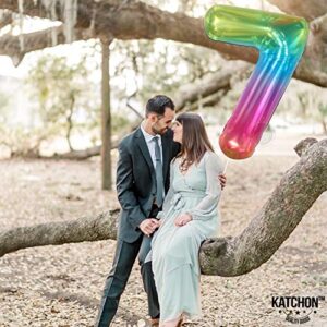 Giant Rainbow Number 7 Balloon - 40 Inch, Rainbow 7 Balloon Number | Jelly 7 Balloons for Birthday Girl | 7 Birthday Balloon, Seven Balloon | 7th Birthday Decorations for Girls | 7th Birthday Balloons