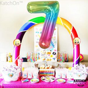 Giant Rainbow Number 7 Balloon - 40 Inch, Rainbow 7 Balloon Number | Jelly 7 Balloons for Birthday Girl | 7 Birthday Balloon, Seven Balloon | 7th Birthday Decorations for Girls | 7th Birthday Balloons