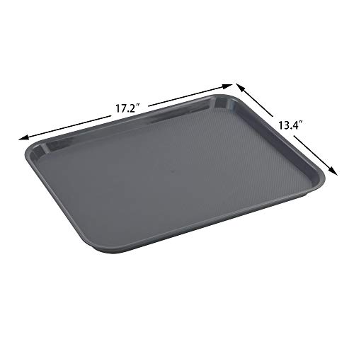 Vcansay Larger Plastic Fast Food Restaurant Serving Trays, Deep Grey, 6 Packs