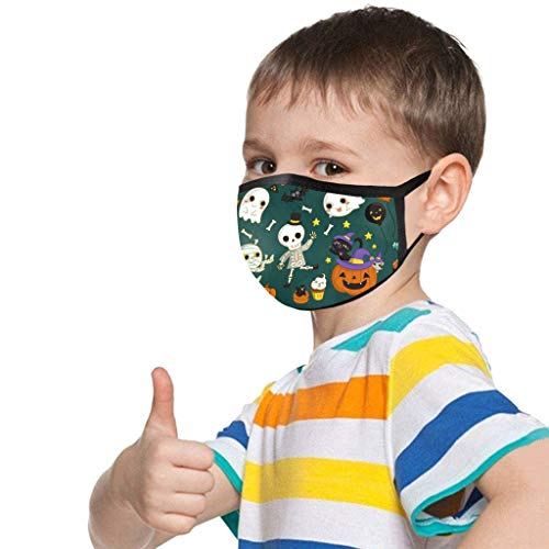 5/10PCS Fashion Halloween Classic Pattern Face Bandanas Washable Reusable Facewear for Kids Boy Girl (5PC,c)