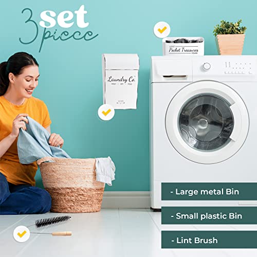 Magnetic Lint Bin Laundry Room Trash Can Farmhouse Decor Home Laundry Room Organization Storage Pods Holder Dryer Sheets Holder Dryer Vent Cleaner Laundry Room Decor Wall Mounted Washing Machine