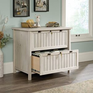 Sauder Trestle Executive Trestle Desk, Chalked Chestnut Finish & Costa Lateral File, Chalked Chestnut Finish