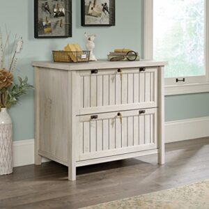 Sauder Trestle Executive Trestle Desk, Chalked Chestnut Finish & Costa Lateral File, Chalked Chestnut Finish