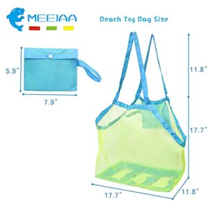 Meejaa Mesh Beach Bag, Classic Mesh Beach Toy Tote Bag, Foldable Large Children's Toy Storage Bag, Used for Storage of Toys, Shells, Clothes and Towels When Playing on The Beach