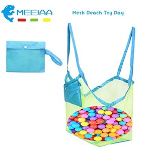 Meejaa Mesh Beach Bag, Classic Mesh Beach Toy Tote Bag, Foldable Large Children's Toy Storage Bag, Used for Storage of Toys, Shells, Clothes and Towels When Playing on The Beach