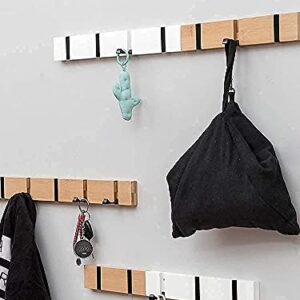 KYSMOTIC Coat Rack Wall Mounted, Modern Coat Hooks Wall Mounted with Folding Hooks, Space-Saving Coat Hanger for Coats, Purses, Key – Wooden 4 Hooks