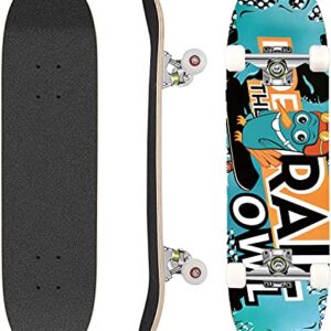 Hikole Skateboard - 31" x 8" Complete PRO Skateboard - Double Kick 7 Layer Canadian Maple Wood Adult Tricks Skate Board for Beginner, Birthday Gift for Kids Boys Girls 5 Up Years Old (Yellow Green)