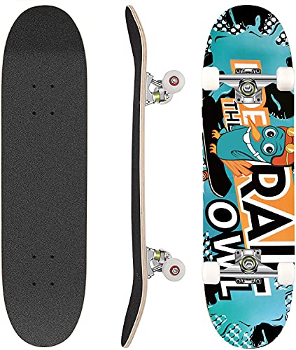 Hikole Skateboard - 31" x 8" Complete PRO Skateboard - Double Kick 7 Layer Canadian Maple Wood Adult Tricks Skate Board for Beginner, Birthday Gift for Kids Boys Girls 5 Up Years Old (Yellow Green)