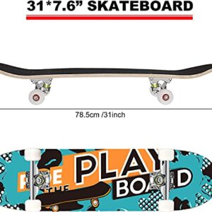 Hikole Skateboard - 31" x 8" Complete PRO Skateboard - Double Kick 7 Layer Canadian Maple Wood Adult Tricks Skate Board for Beginner, Birthday Gift for Kids Boys Girls 5 Up Years Old (Yellow Green)