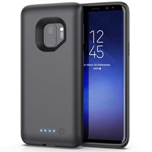 trswyop battery case for samsung galaxy s9,[6000mah] portable charging case external battery pack for samsung galaxy s9 rechargeable charger case backup power bank(5.8 inch) black