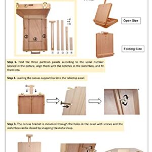 Louise Maelys Tabletop Easel Beechwood Art Easel for Painting Canvases Table Easel Stand for Painters Painting by Numbers, Students Beginners Artist Adults