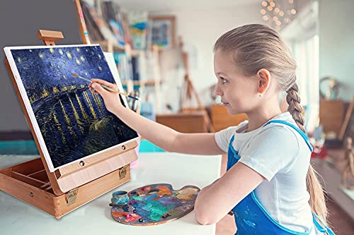 Louise Maelys Tabletop Easel Beechwood Art Easel for Painting Canvases Table Easel Stand for Painters Painting by Numbers, Students Beginners Artist Adults