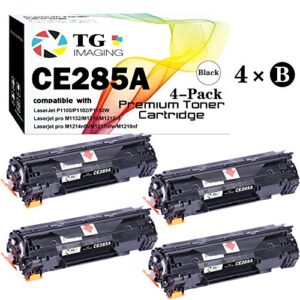 tg imaging compatible toner cartridge replacement for hp 285a ce285a 85a work in laserjet pro m1132 m1210 m1212nf m1217nfw p1102 p1102w printer (black, 4 pack)