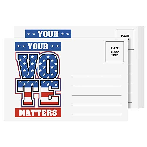 Your Vote Matters – Blank Patriotic Voting Post Cards for USA Election Campaign | Mailable, No Envelopes Needed | Flip Side Is Blank| Size 4 x 6 Inches | Bulk Set of 100 Cards Per Pack