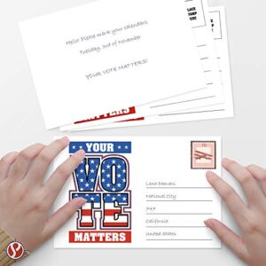 Your Vote Matters – Blank Patriotic Voting Post Cards for USA Election Campaign | Mailable, No Envelopes Needed | Flip Side Is Blank| Size 4 x 6 Inches | Bulk Set of 100 Cards Per Pack