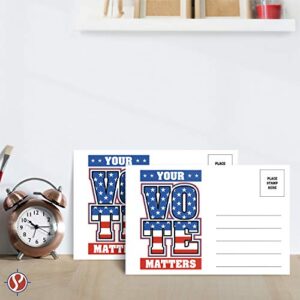 Your Vote Matters – Blank Patriotic Voting Post Cards for USA Election Campaign | Mailable, No Envelopes Needed | Flip Side Is Blank| Size 4 x 6 Inches | Bulk Set of 100 Cards Per Pack